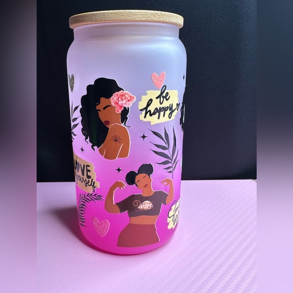 16 oz Pink Ombre Glass Tumbler main image 0